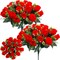 2 Bouquets Cemetery Flowers for Grave Memorial – 18-Head Red Artificial Silk Roses for Headstone & Tombstone Decoration, Valentine’s Day Tribute